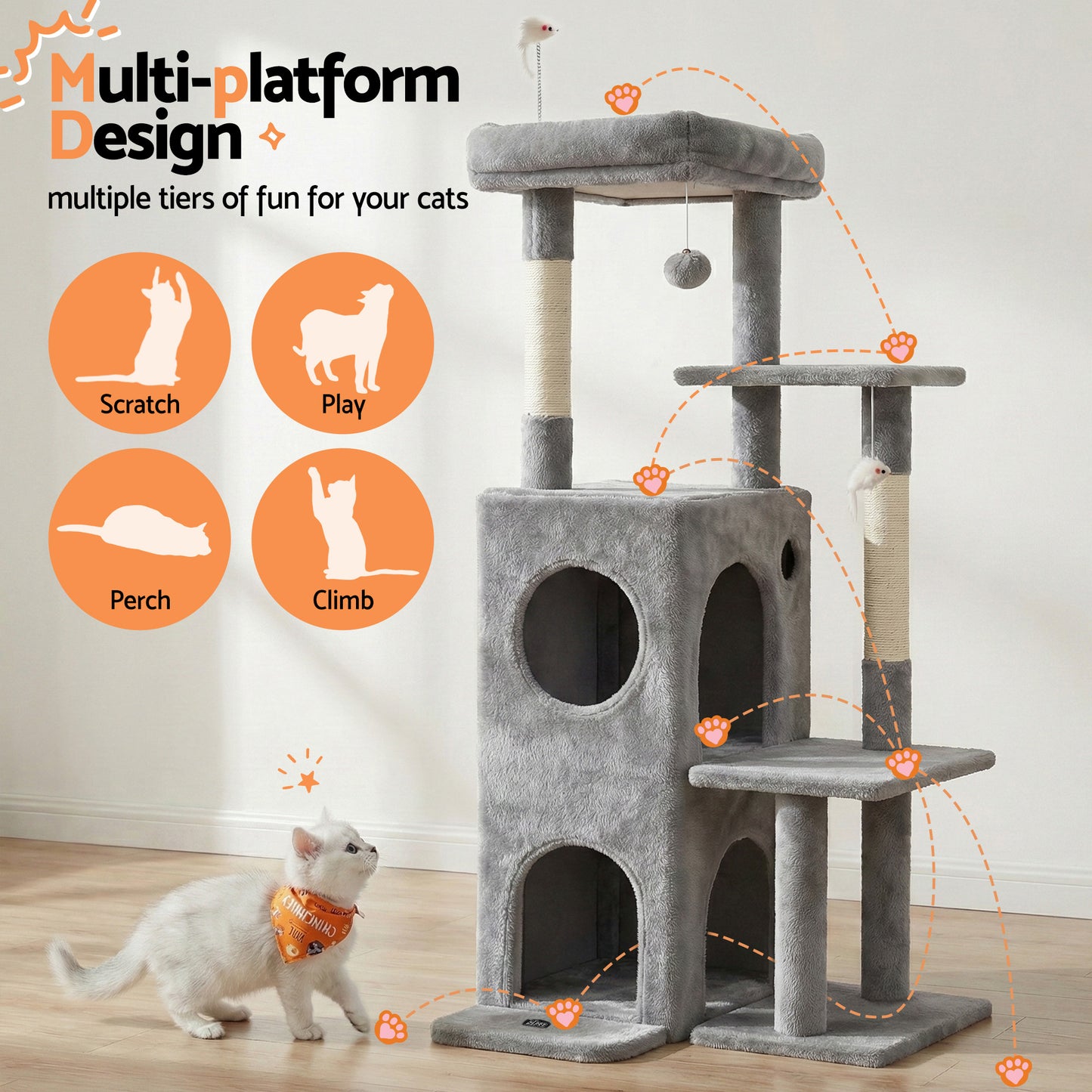 I.PET 127CM Cat Scratching Tower