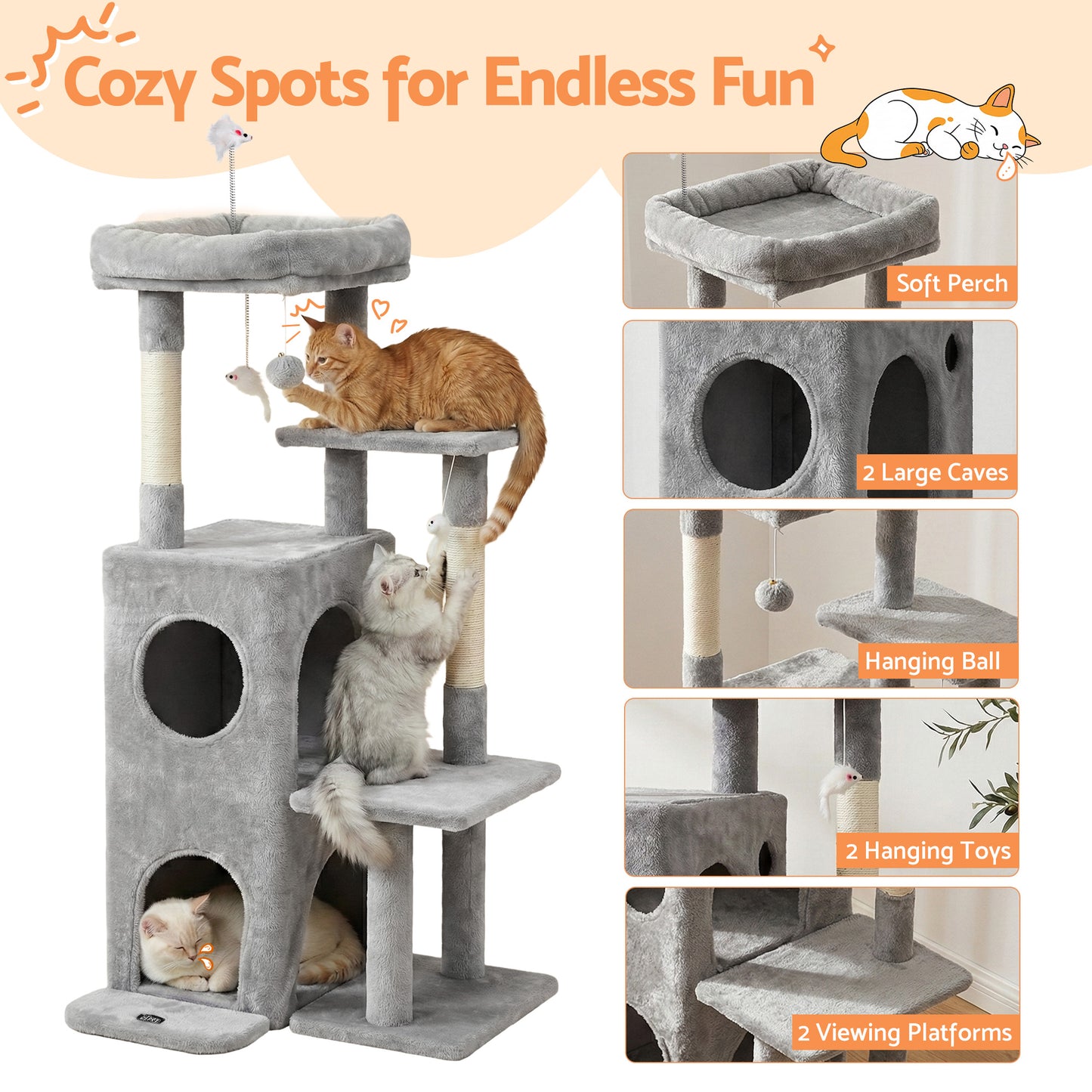 I.PET 127CM Cat Scratching Tower
